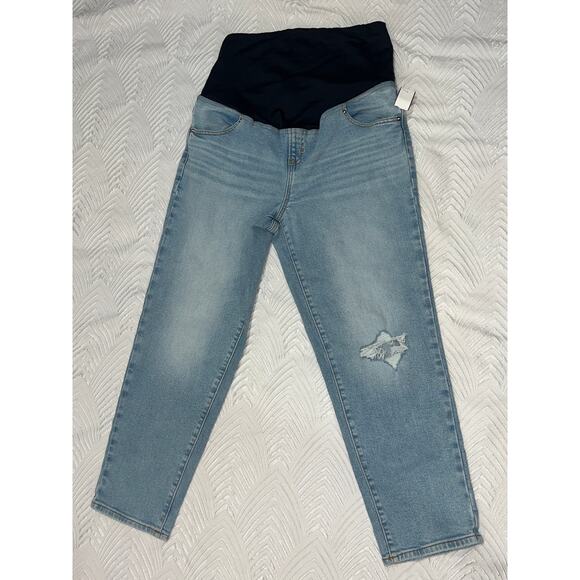 Isabel Maternity 80’s High-Rise Over Belly Denim Jeans Size 12 New - Picture 1 of 14